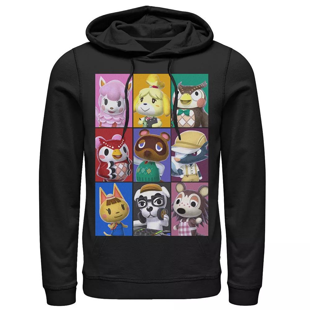 Men's Nintendo Animal Crossing Towns Folk Yearbook Photo Style Poster Hoodie, Size: XXL, Black Product Image