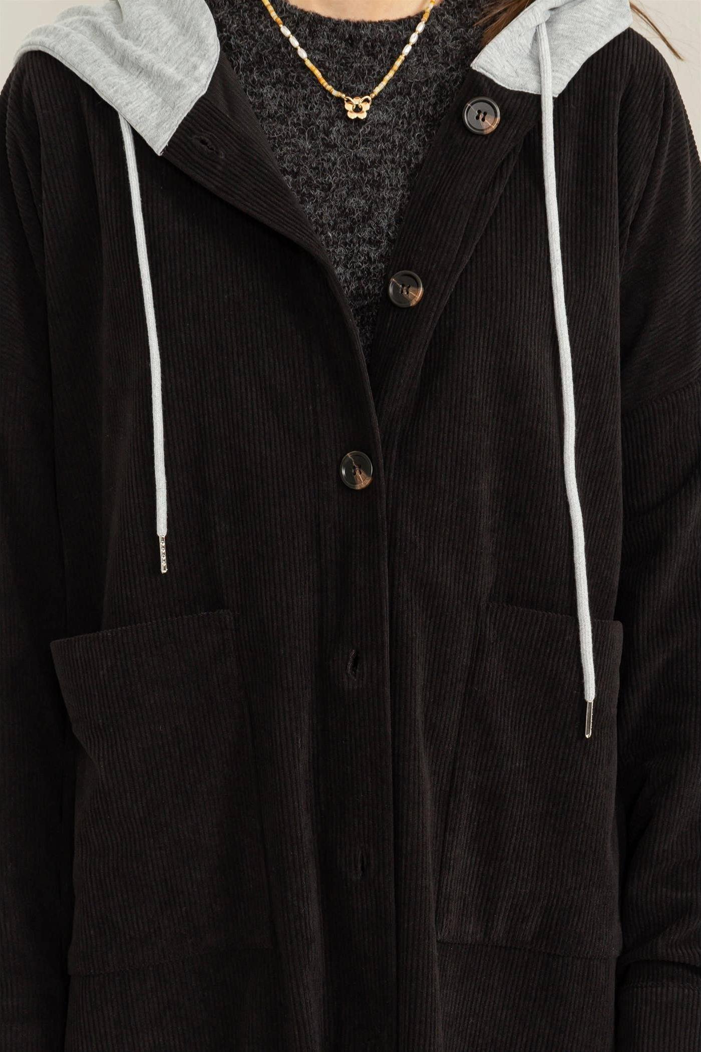 Be On My Side Corduroy Hoodie Jacket Product Image