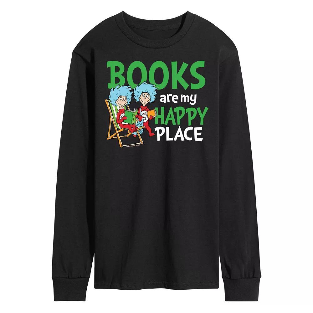Mens Dr Seuss Books Are My Happy Place Long Sleeve Graphic Tee Product Image