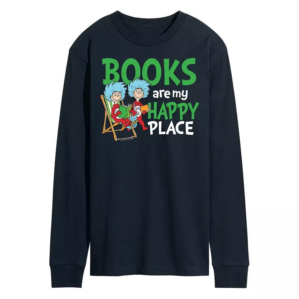 Mens Dr Seuss Books Are My Happy Place Long Sleeve Graphic Tee Product Image