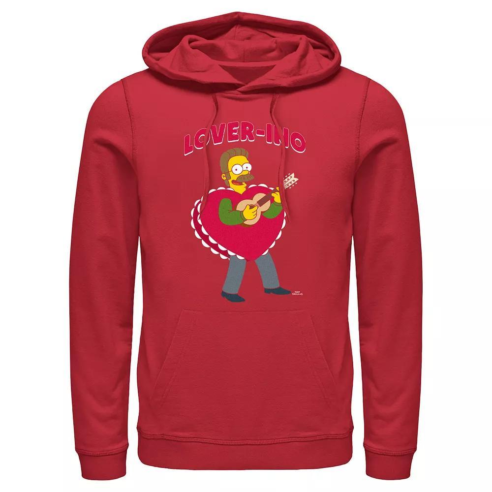 Men's The Simpsons Ned Flanders Lover-Ino Graphic Hoodie, Size: Small, Red Product Image