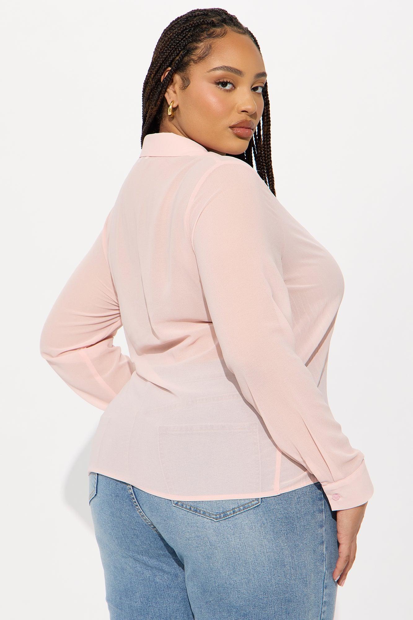 Royal Romance Pleated Chiffon Shirt - Blush Product Image