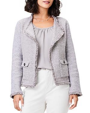 NIC+ZOE Fringe Mix Knit Pocket Jacket (Slate) Women's Suits Sets Product Image
