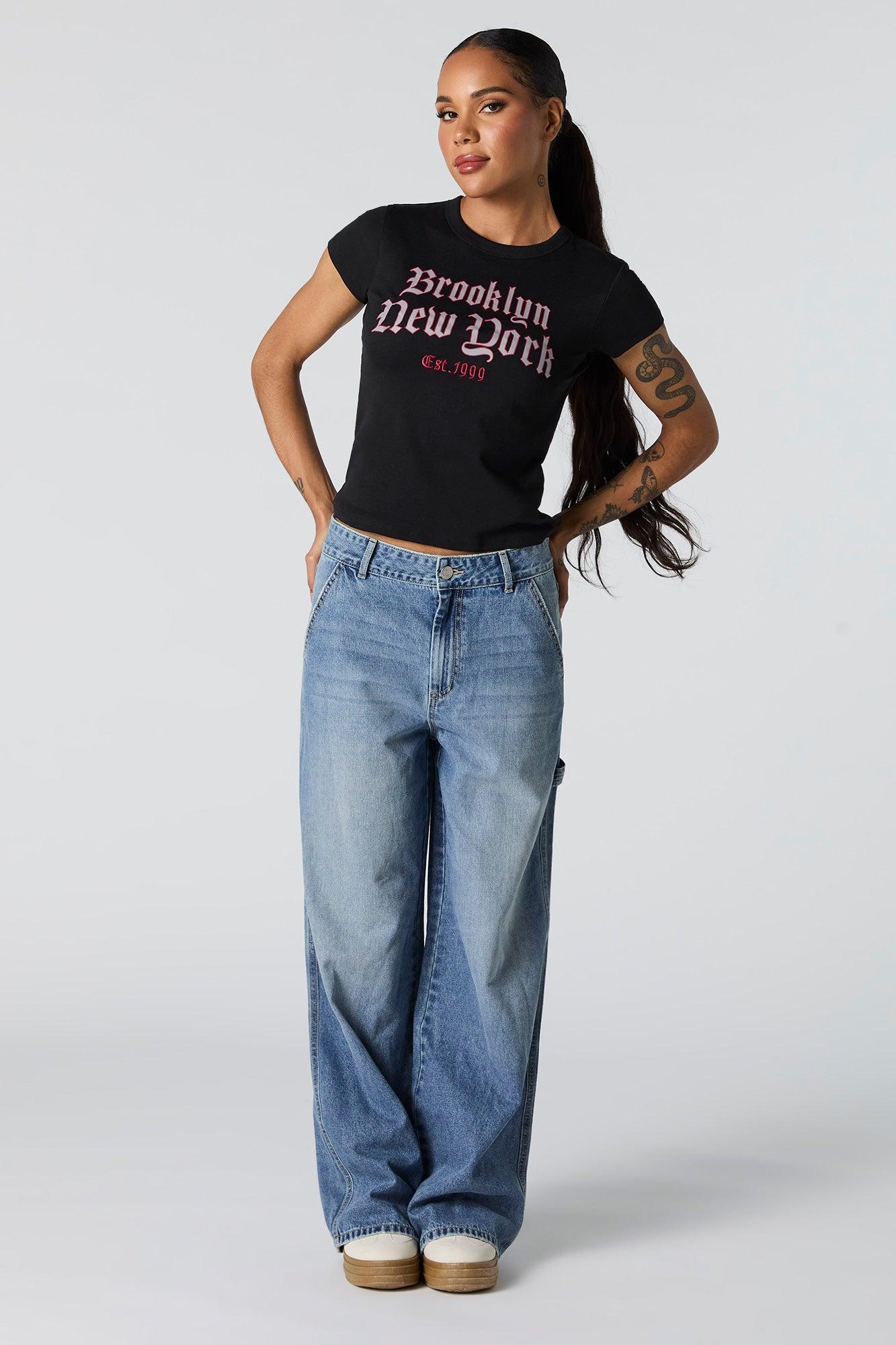 Brooklyn 1999 Graphic Embroidered Fitted T-Shirt Female Product Image