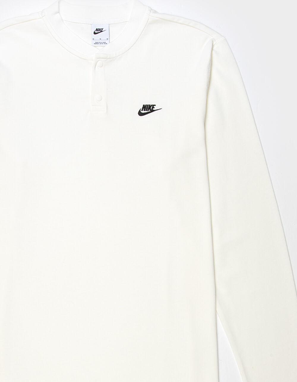 NIKE Club Mens Long Sleeve Henley Tee - OFF WHITE Product Image