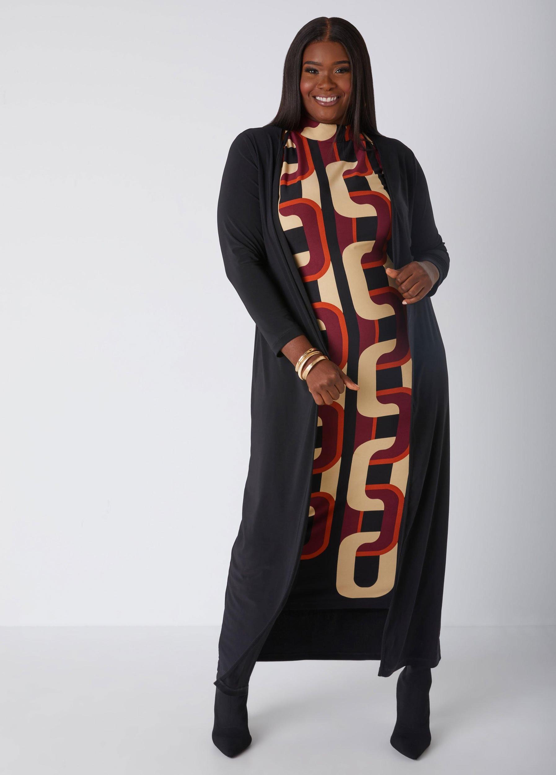Plus Size Chain Link Print Bodycon Dress Ashley Stewart Product Image