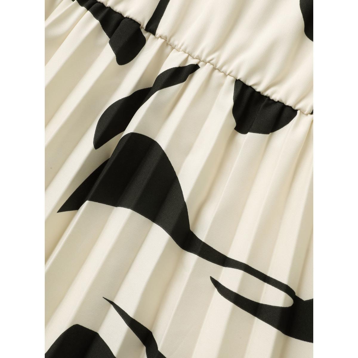 Plus Size Silhouette Floral Print Cap Sleeve Midi Dress Ivory Women At the Office Belted Flat collar with V-notch Cap Sleeve Curvy BloomChic 10/M Product Image