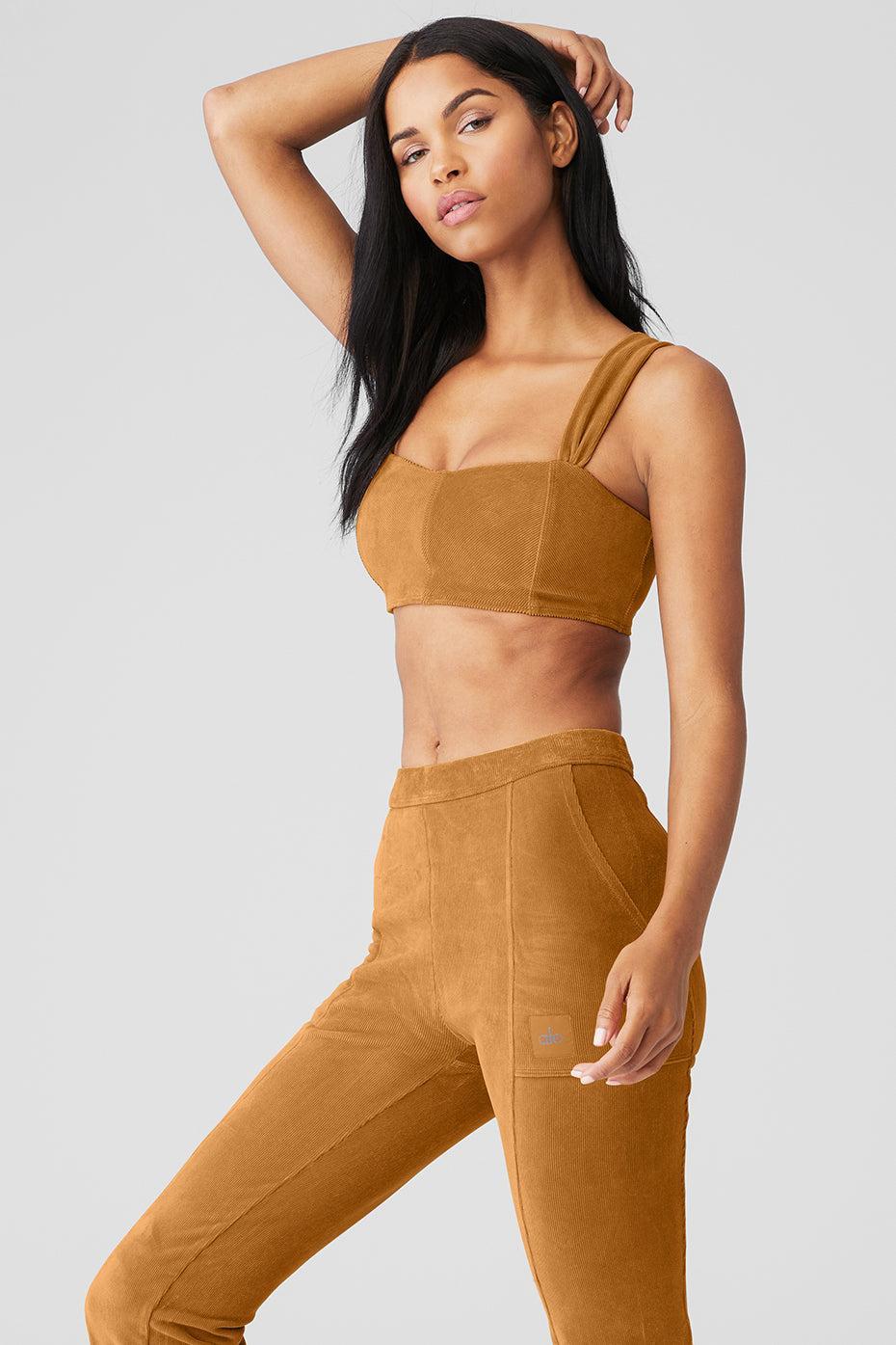 Alo Yoga | Micro Corduroy Winter Break Bra Brown Product Image