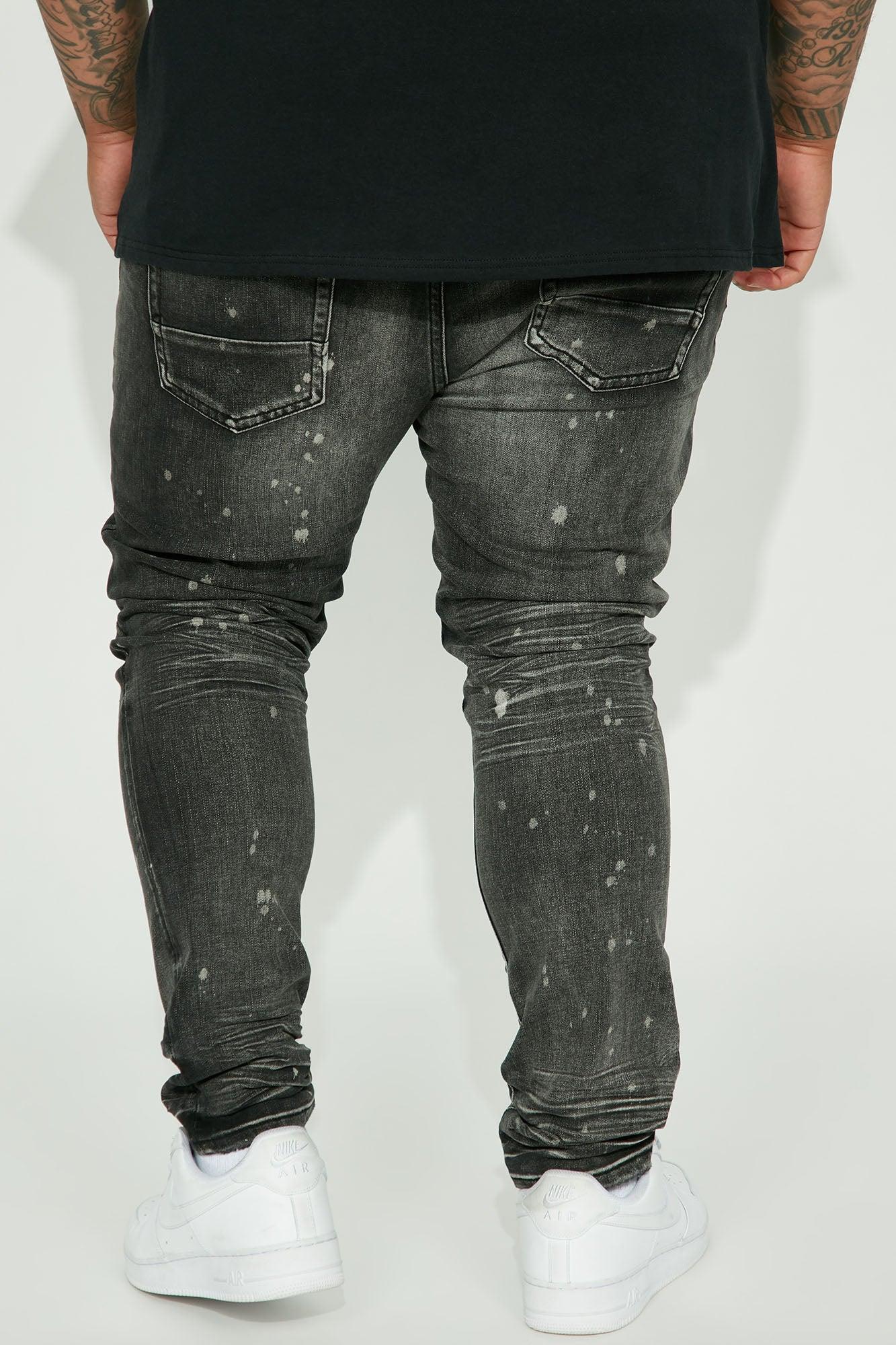 On The Spot Ripped Stacked Skinny Jeans - Black Product Image