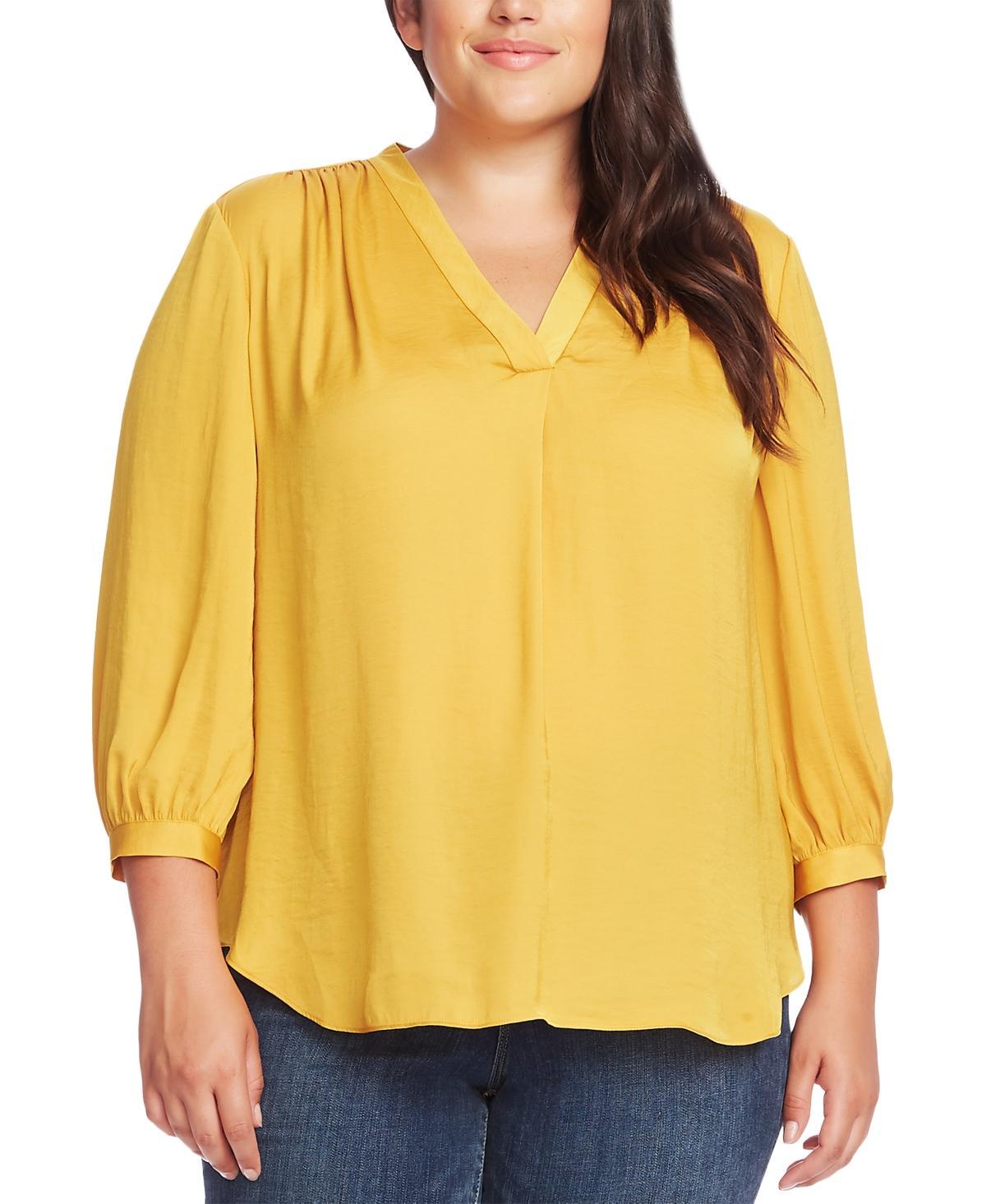 Vince Camuto Plus Size V-Neck 3/4-Sleeve Blouse Product Image