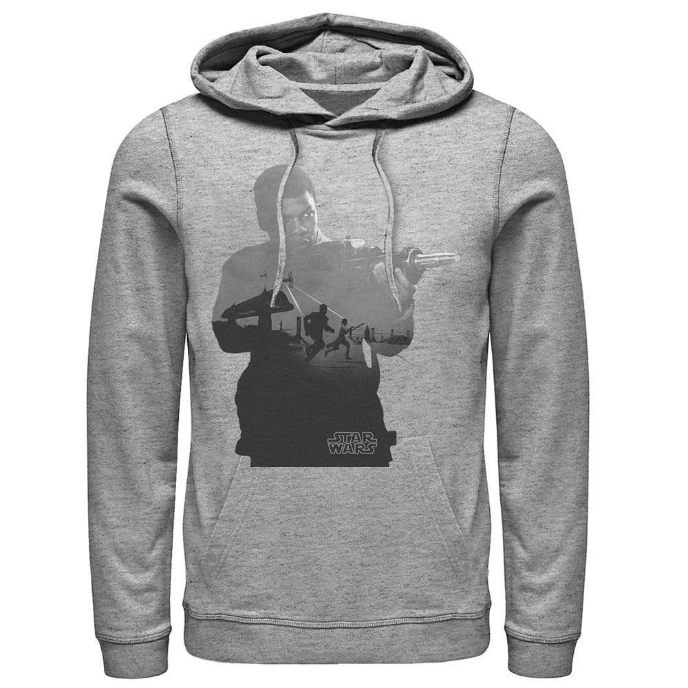 Men's Star Wars Finn Silhouette Fill Graphic Pullover Hoodie, Size: Large, Athletic Grey Product Image