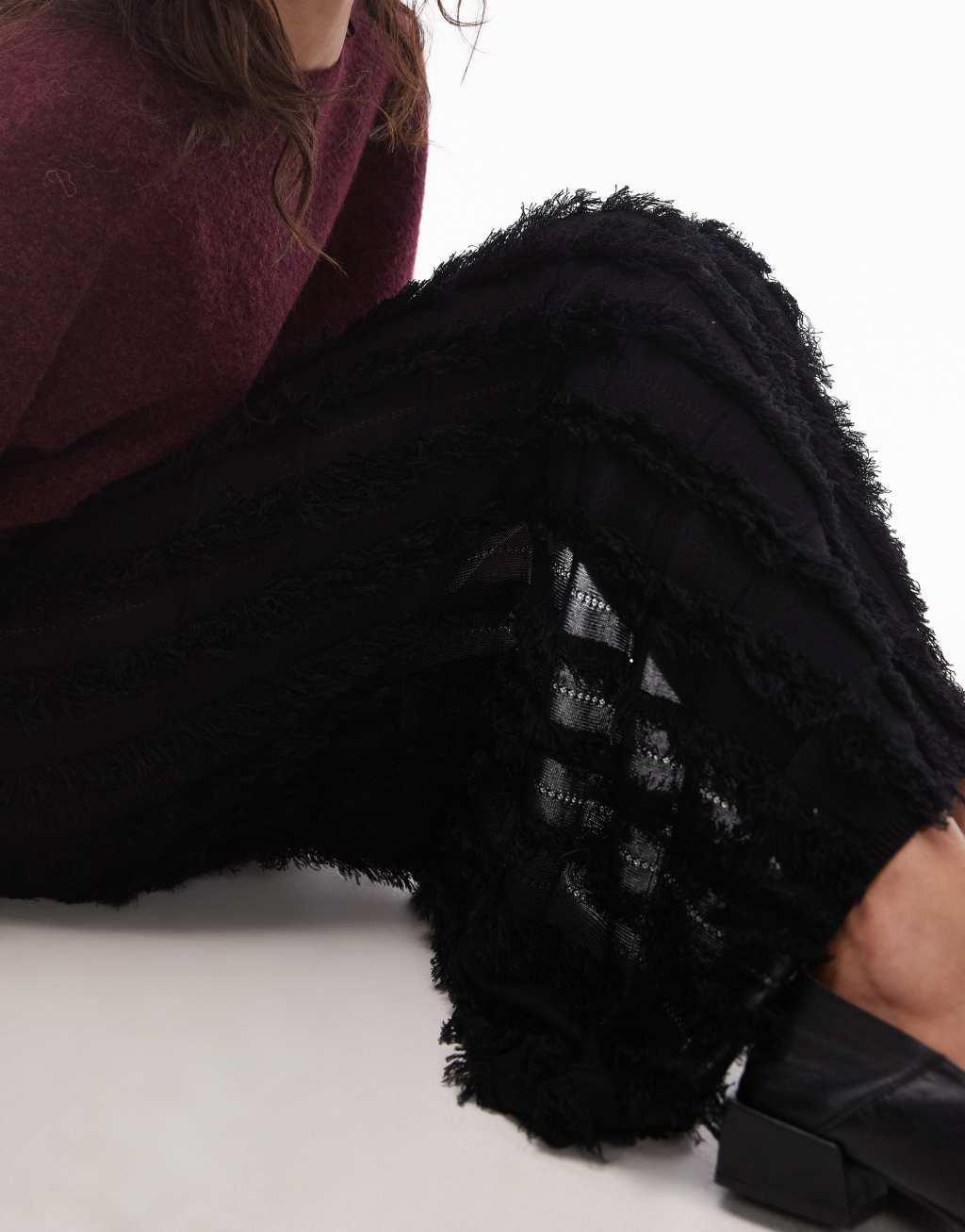 Topshop knit textured maxi skirt in black Product Image