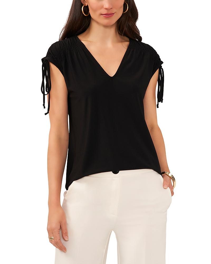 Vince Camuto Slvlss V Neck With Shirring At Shoulders (Rich ) Women's Clothing Product Image