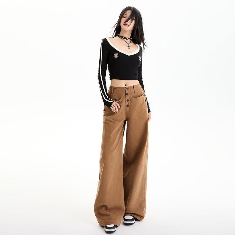 Low Rise Plain Wide Leg Pants (Various Designs) Product Image