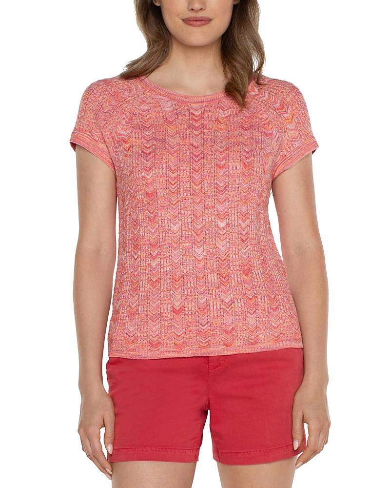 Liverpool Los Angeles Short Sleeve Scoop Neck Raglan Chevron Spacedye Sweater (Sugar Coral Spacedye) Women's Clothing Product Image