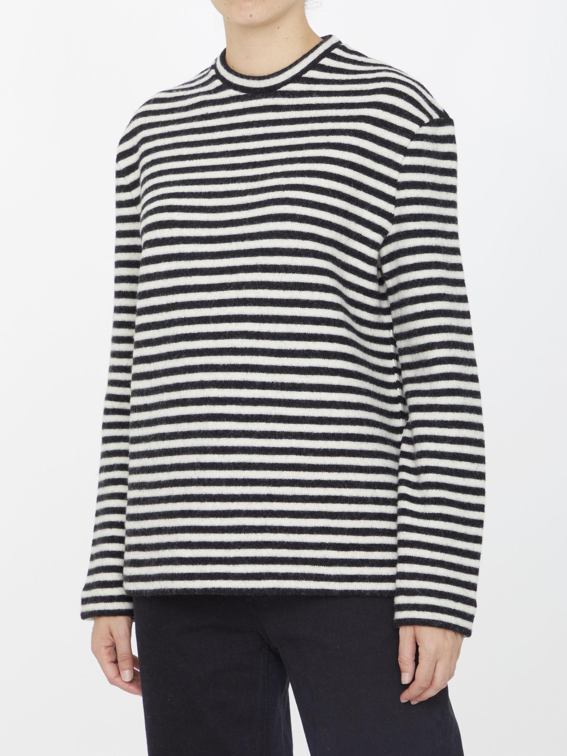 JIL SANDER Logo-patch Striped Wool Jumper In Black Product Image