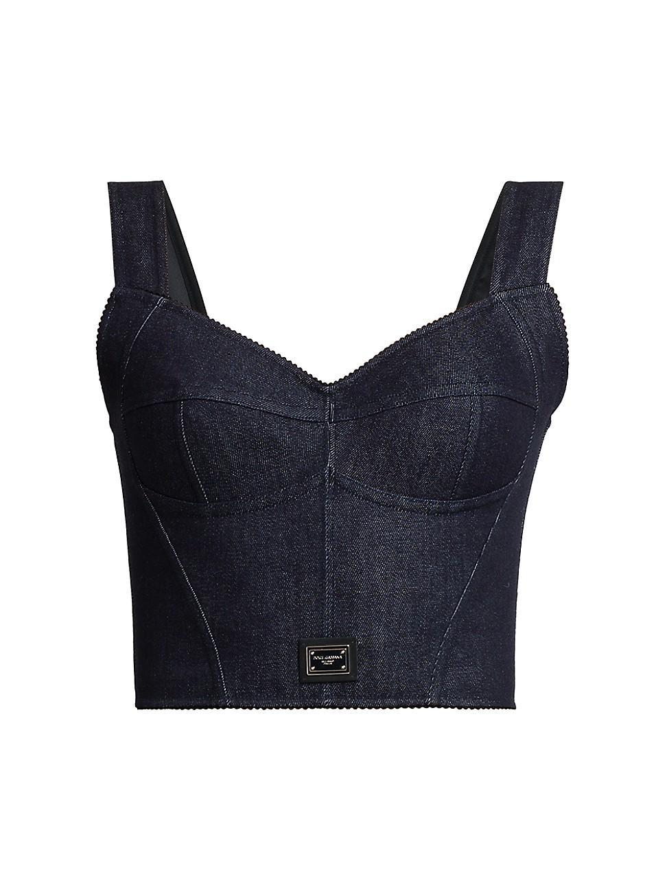 Womens Denim Logo Hardware Corset Top Product Image