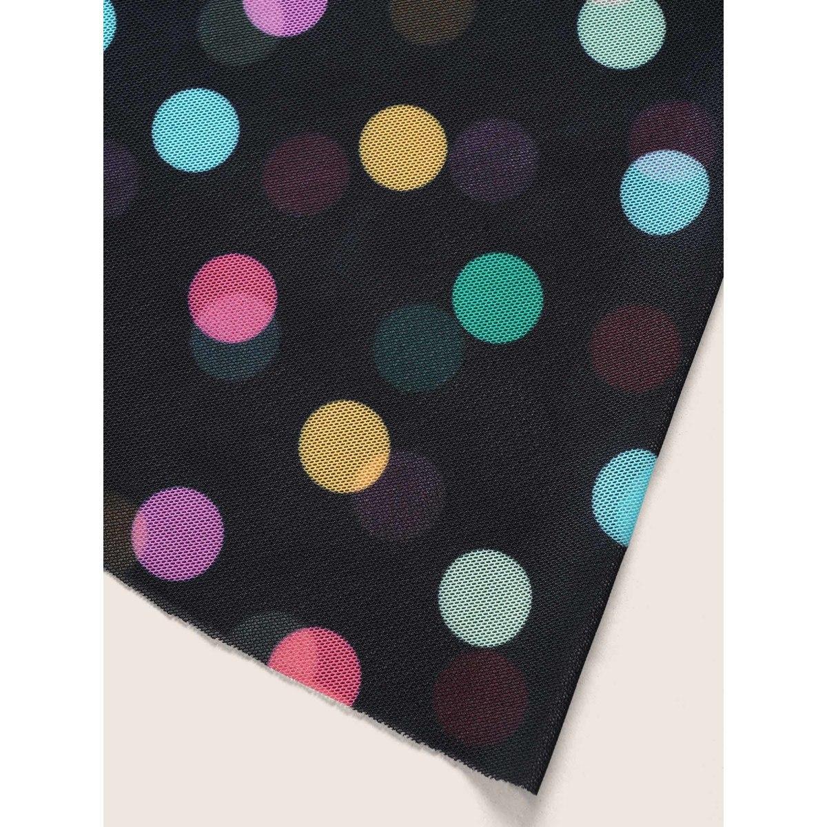 Plus Size Overlap Collar Colored Polka Dot Swim Dress Women's Swimwear Black Beach Bodycon Overlap Collar High stretch Curve Swim Dresses BloomChic 30/6X Product Image