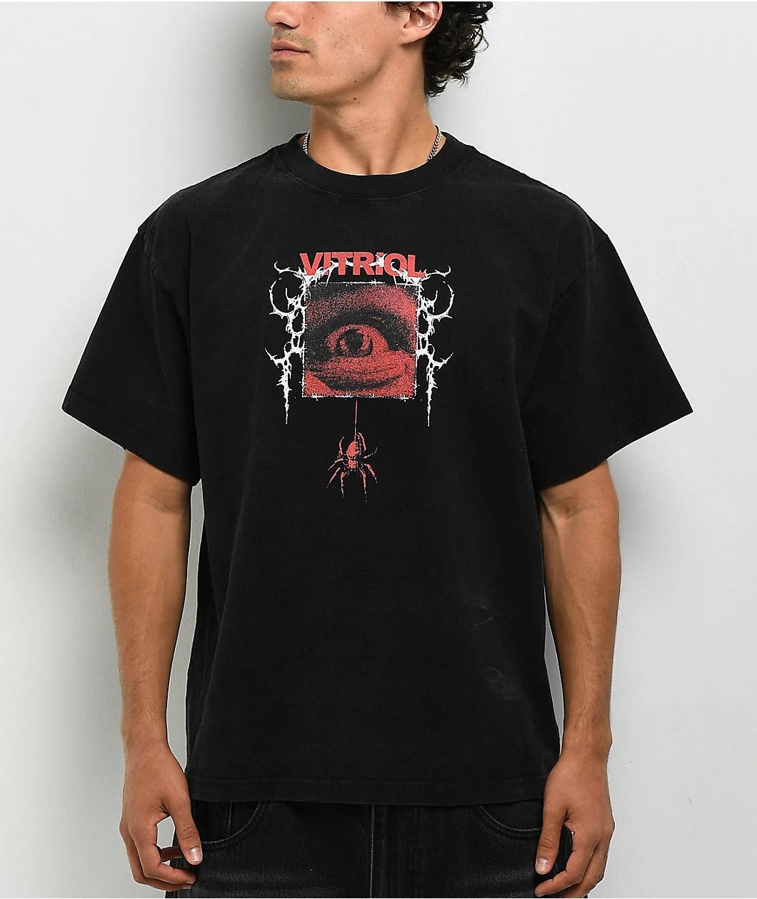 Vitriol Bold Red Vintage Black T-Shirt Product Image