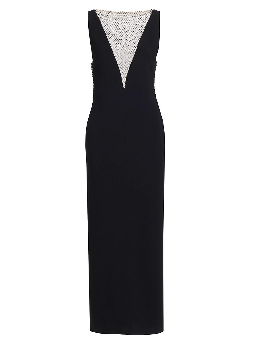 Womens Crystal-Embellished Illusion Mesh Gown Product Image