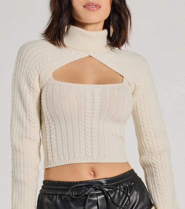 Cozy Casual Cable Knit Turtleneck Sweater Topper Product Image