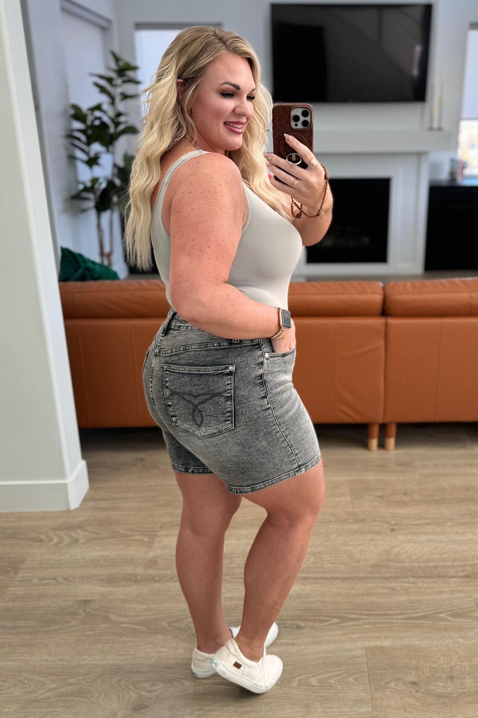 Judy Blue Grey Button Fly Shorts Product Image