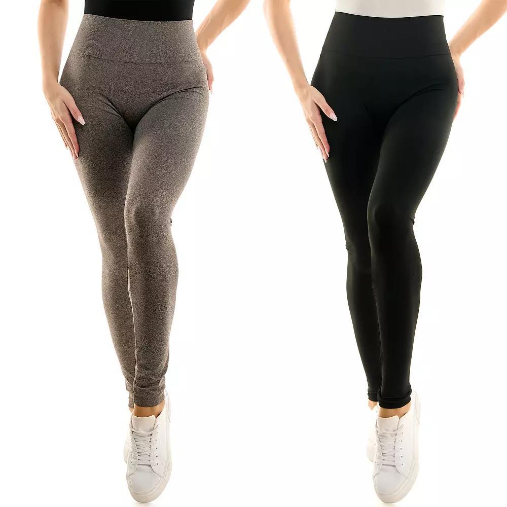 Women's Nina Leonard 2-pack Space-Dyed High-Waisted Leggings, Size: Small, Brown Product Image