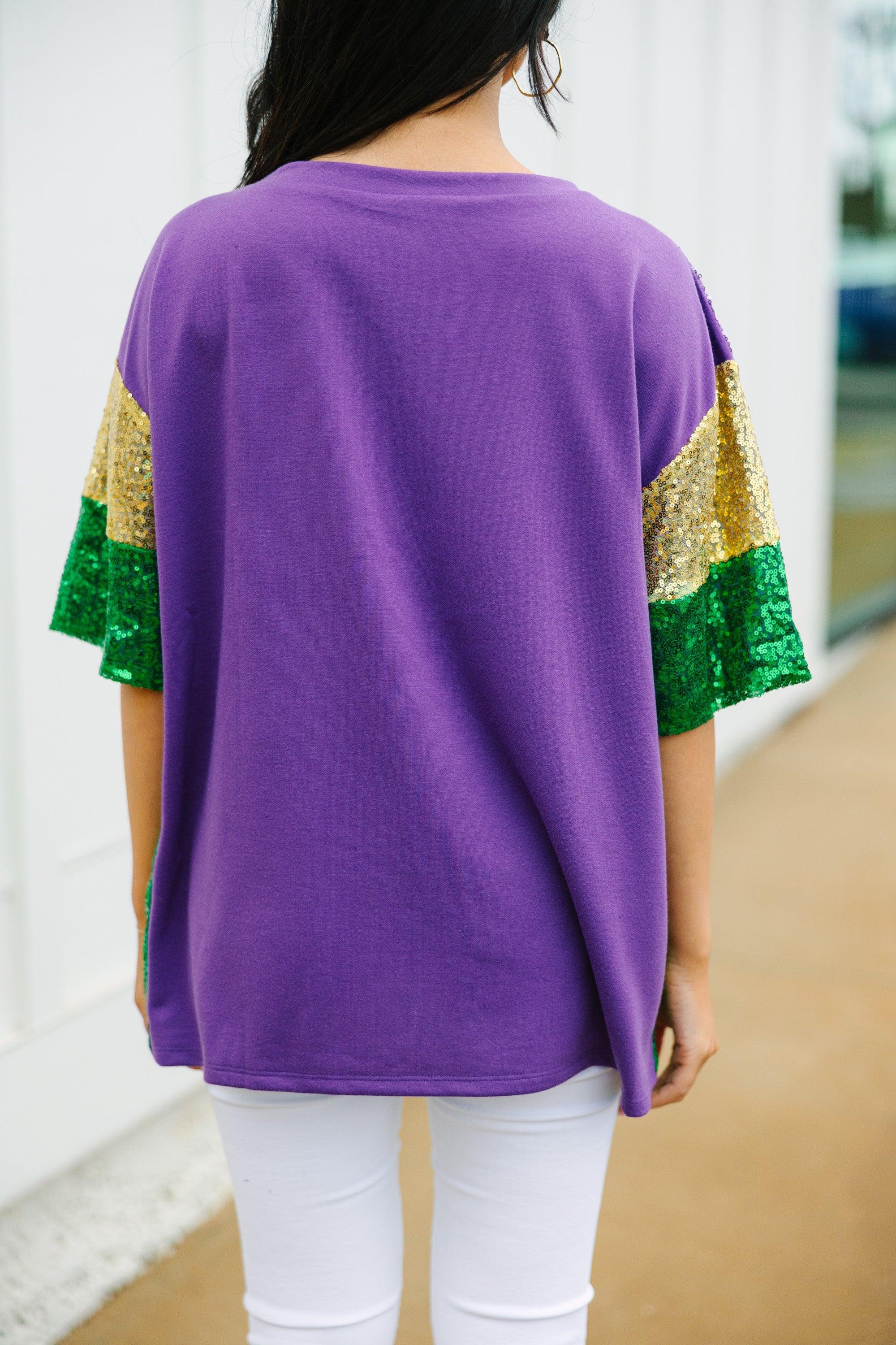 Stay Involved Purple Colorblock Top Female Product Image