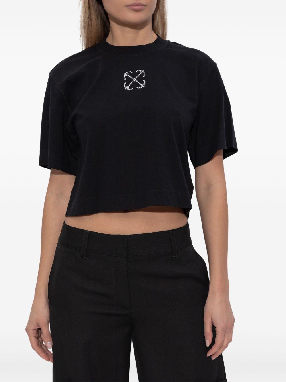 jewelled-logo cropped t-shirt  Product Image