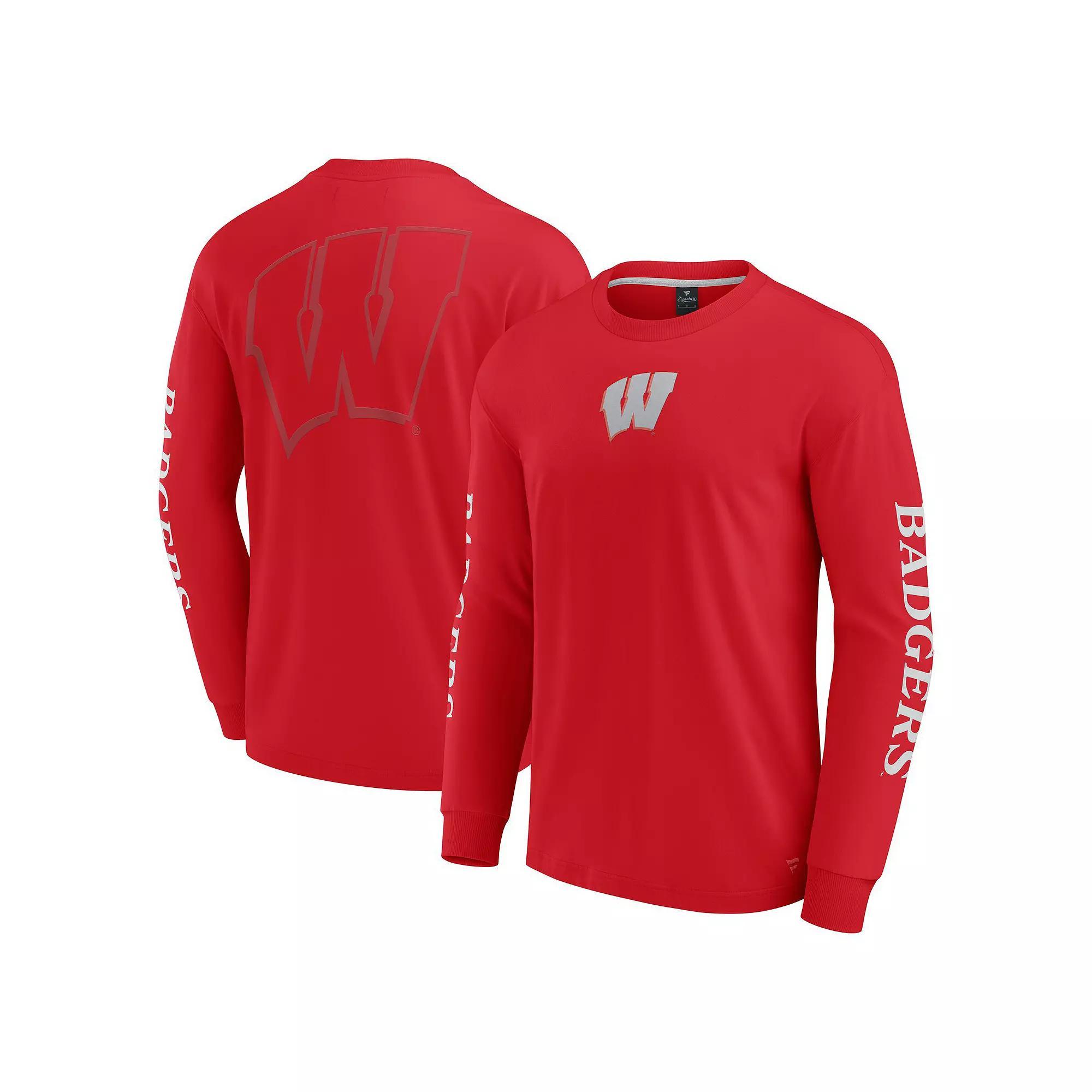 Men's Fanatics Red Wisconsin Badgers Strive Long Sleeve T-Shirt, Size: Large Product Image