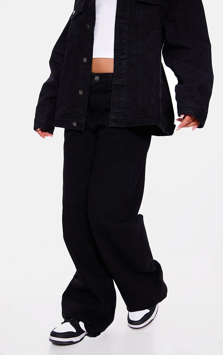 Washed Black Low Rise Faded Boyfriend Jeans Product Image