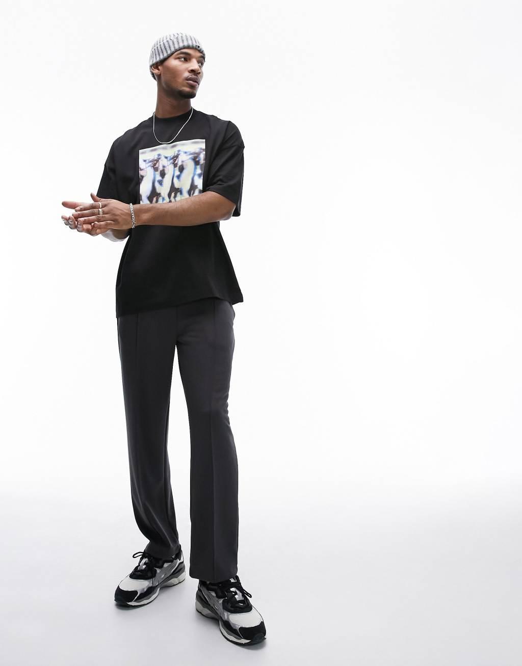 Topman extreme oversized fit T-shirt with blurred horse print Product Image
