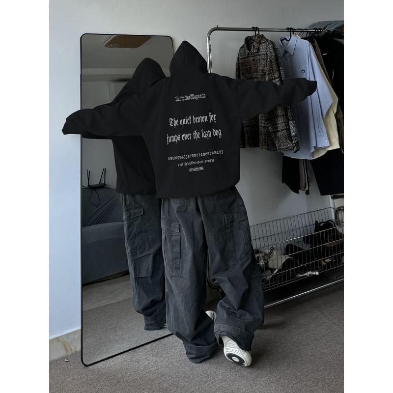 Lettering Loose Fit Hoodie Product Image