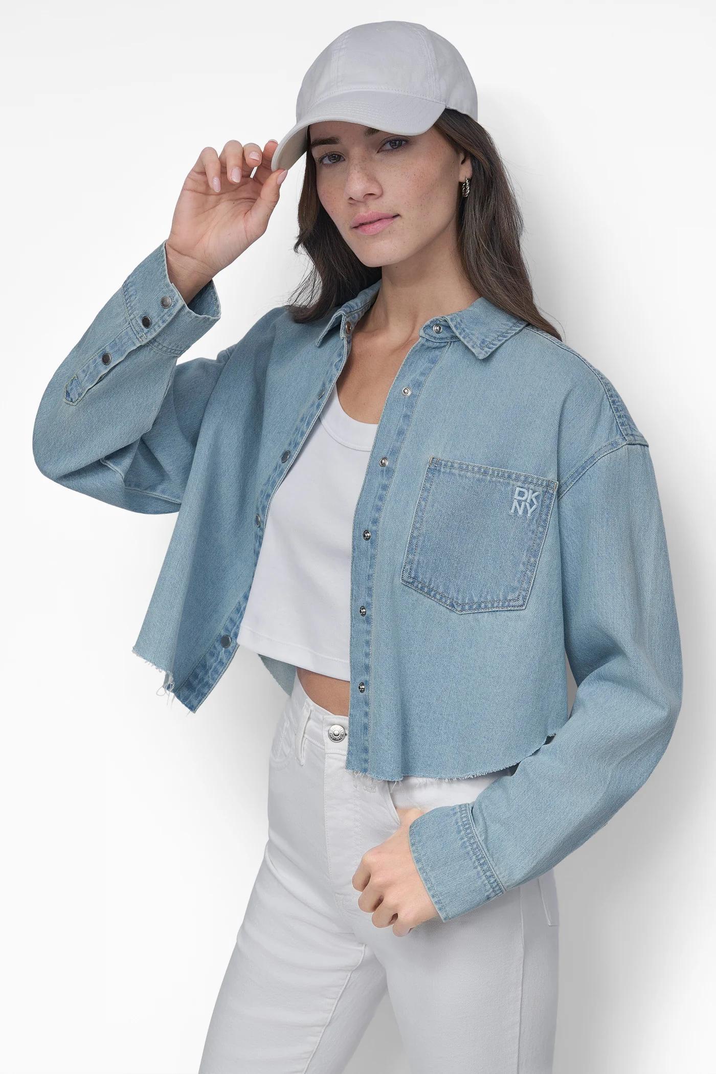 CROPPED DROP SHOULDER LOGO SHIRT Product Image