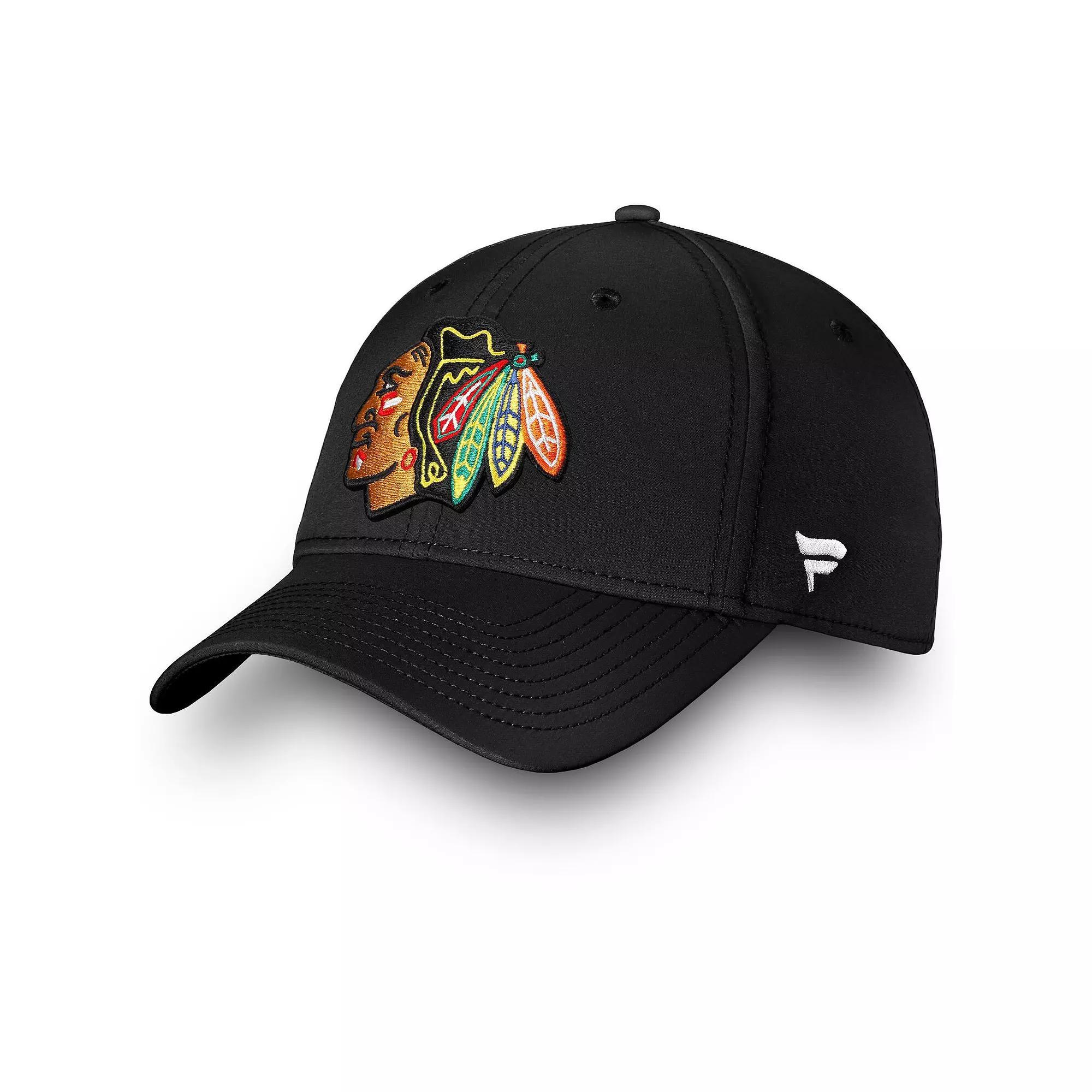 Men's Fanatics Branded Black Chicago Blackhawks Core Primary Logo Flex Hat, Size: Medium/Large Product Image