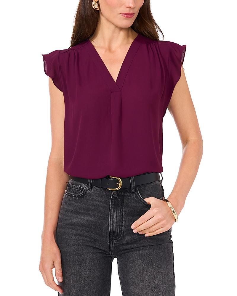 Vince Camuto V Neck Flutter Sleeve Top Product Image
