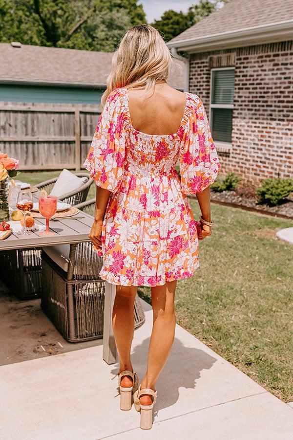 Whispering Muse Floral Mini Dress in Orange Product Image