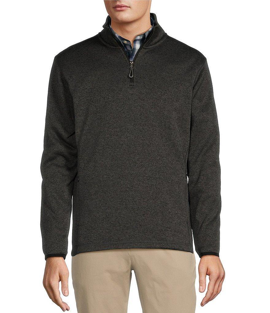 Roundtree & Yorke Long Sleeve Solid Sweater Fleece Quarter-Zip Pullover Product Image