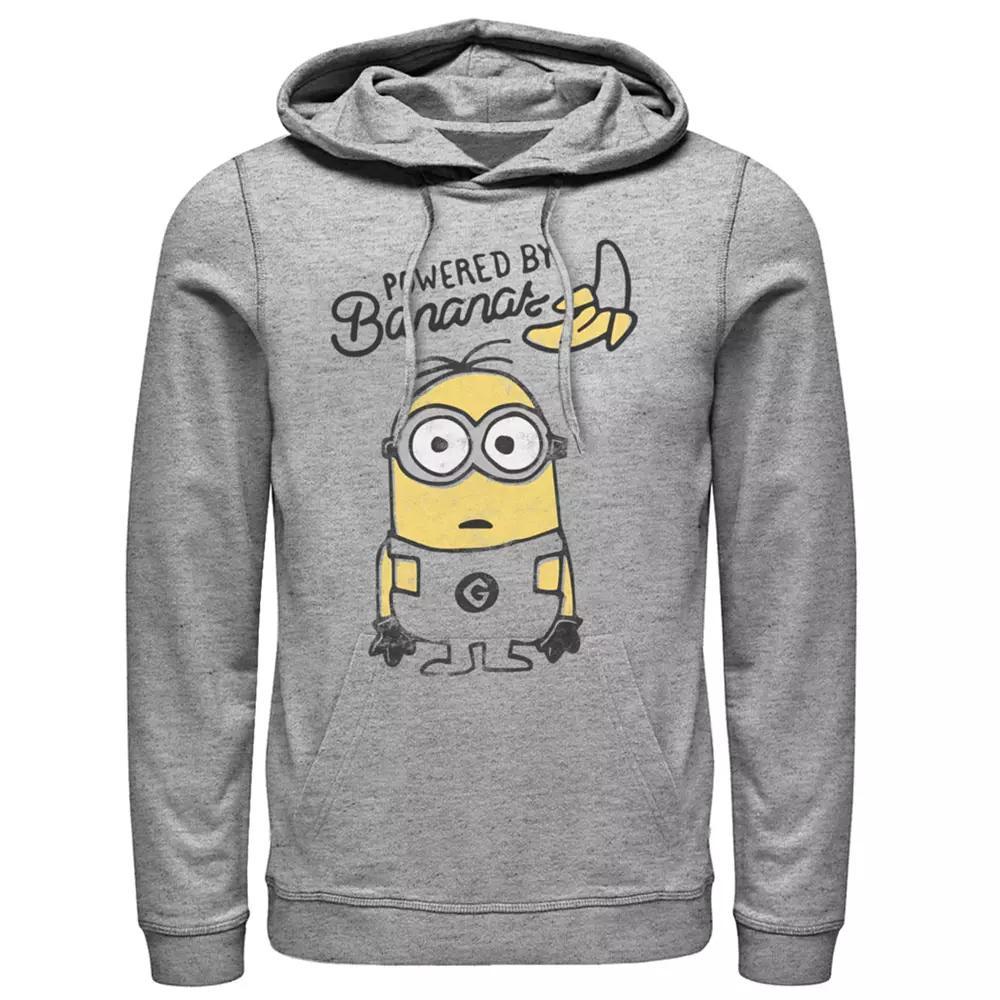 Mens Despicable Me Minions Powered By Bananas Hoodie Athletic Grey Product Image