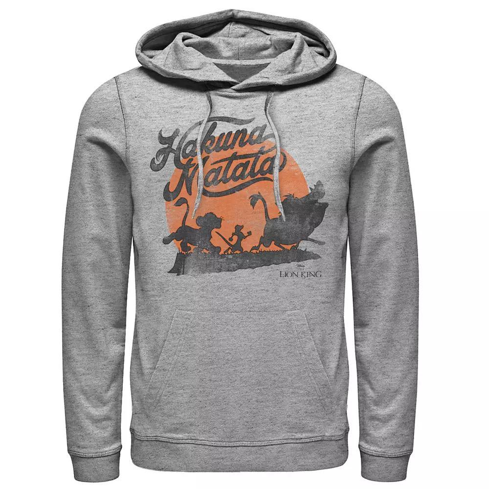 Disney's Lion King Hakuna Matata Orange Sunset Vintage Men's Hoodie, Size: Large, Athletic Grey Product Image