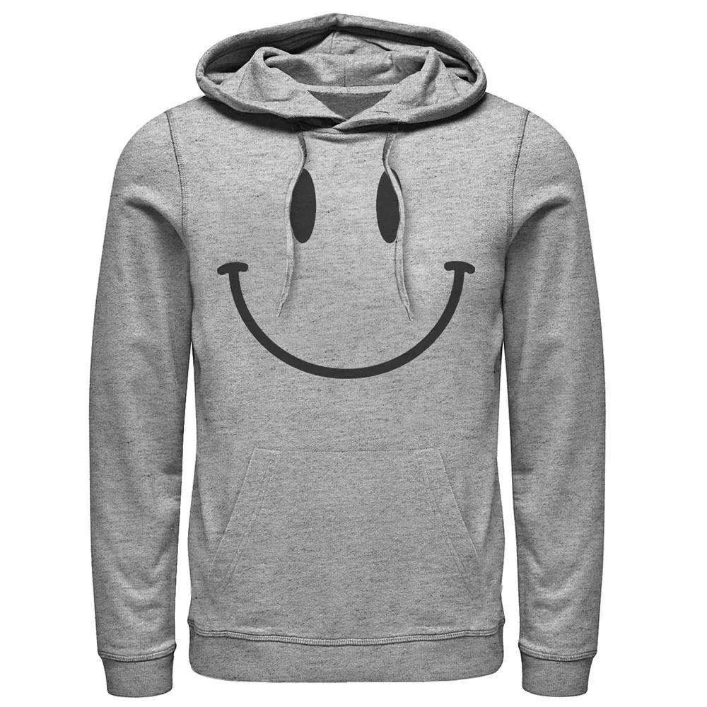 Men's Sun Smiley Face Hoodie, Size: Large, Athletic Grey Product Image