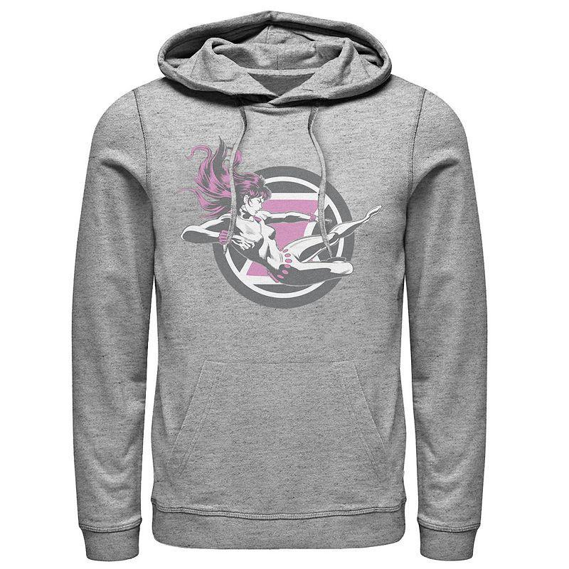 Men's Marvel Black Widow Flying Kick Hoodie, Size: XL, Athletic Grey Product Image