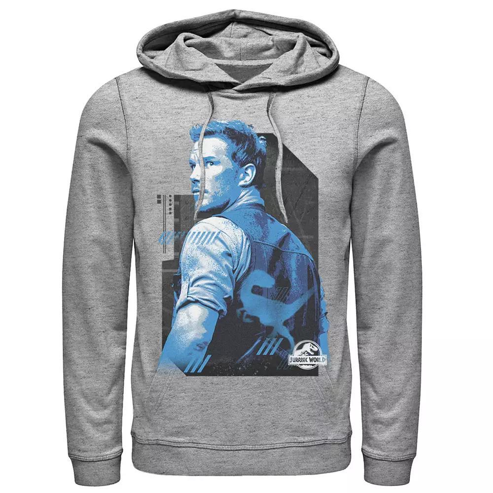 Men's Jurassic World Owen Blue Tone Portrait Hoodie, Size: XL, Athletic Grey Product Image