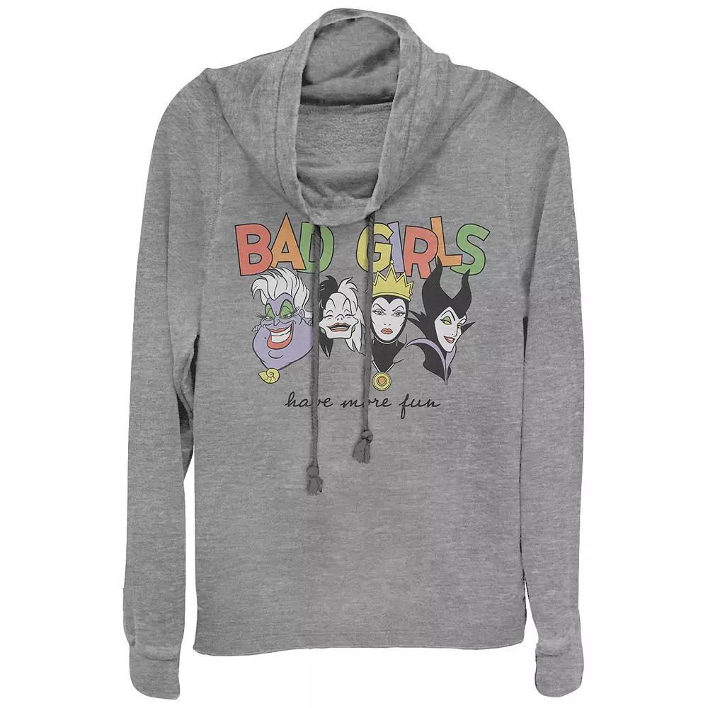 Disney Villains Juniors' Bad Girls Have More Fun Cowlneck Graphic Lightweight Long Sleeve, Girl's, Size: XL, Gray Grey Product Image