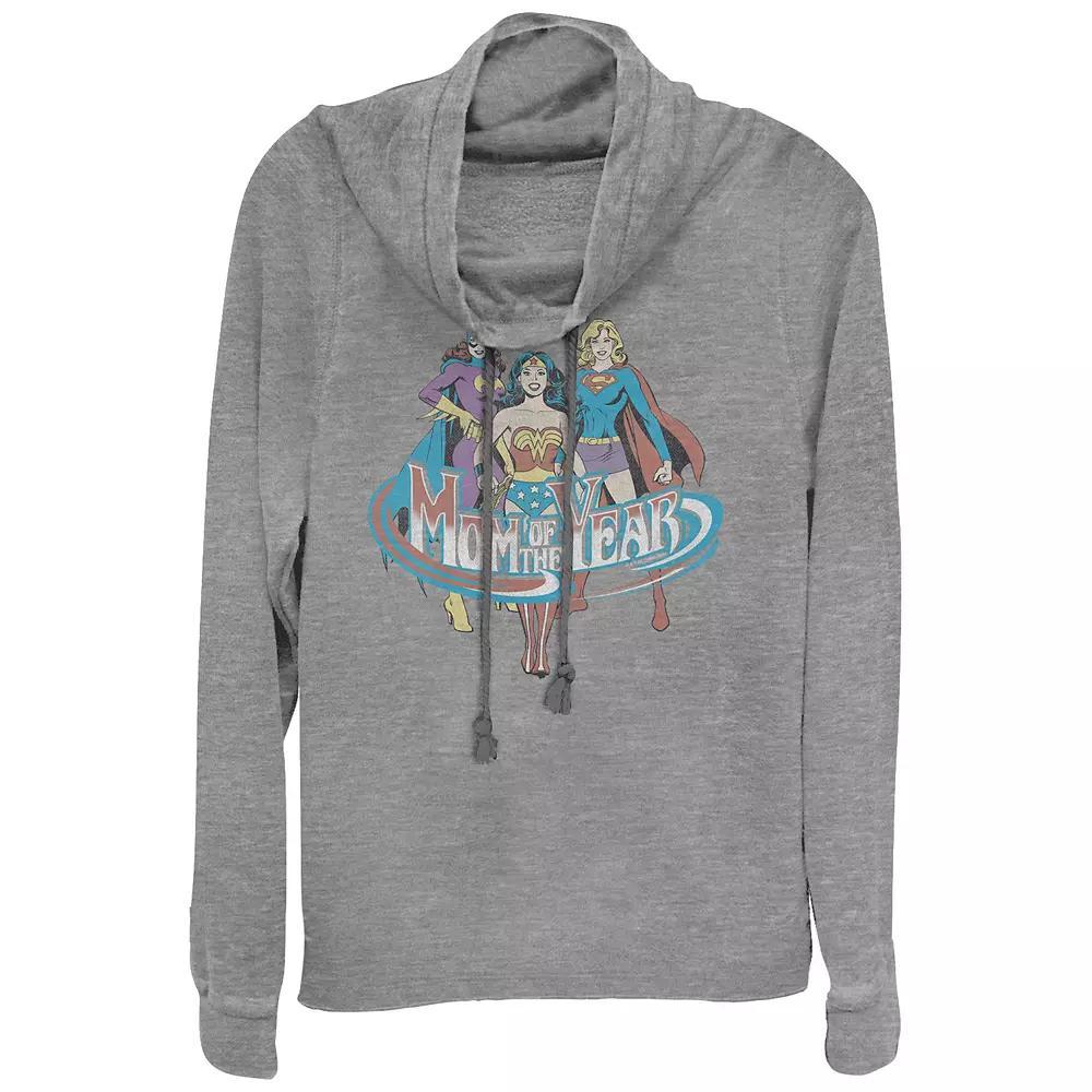 Women's DC Women Mom Of The Year Cowlneck Graphic Lightweight Long Sleeve, Size: XS, Blue Product Image