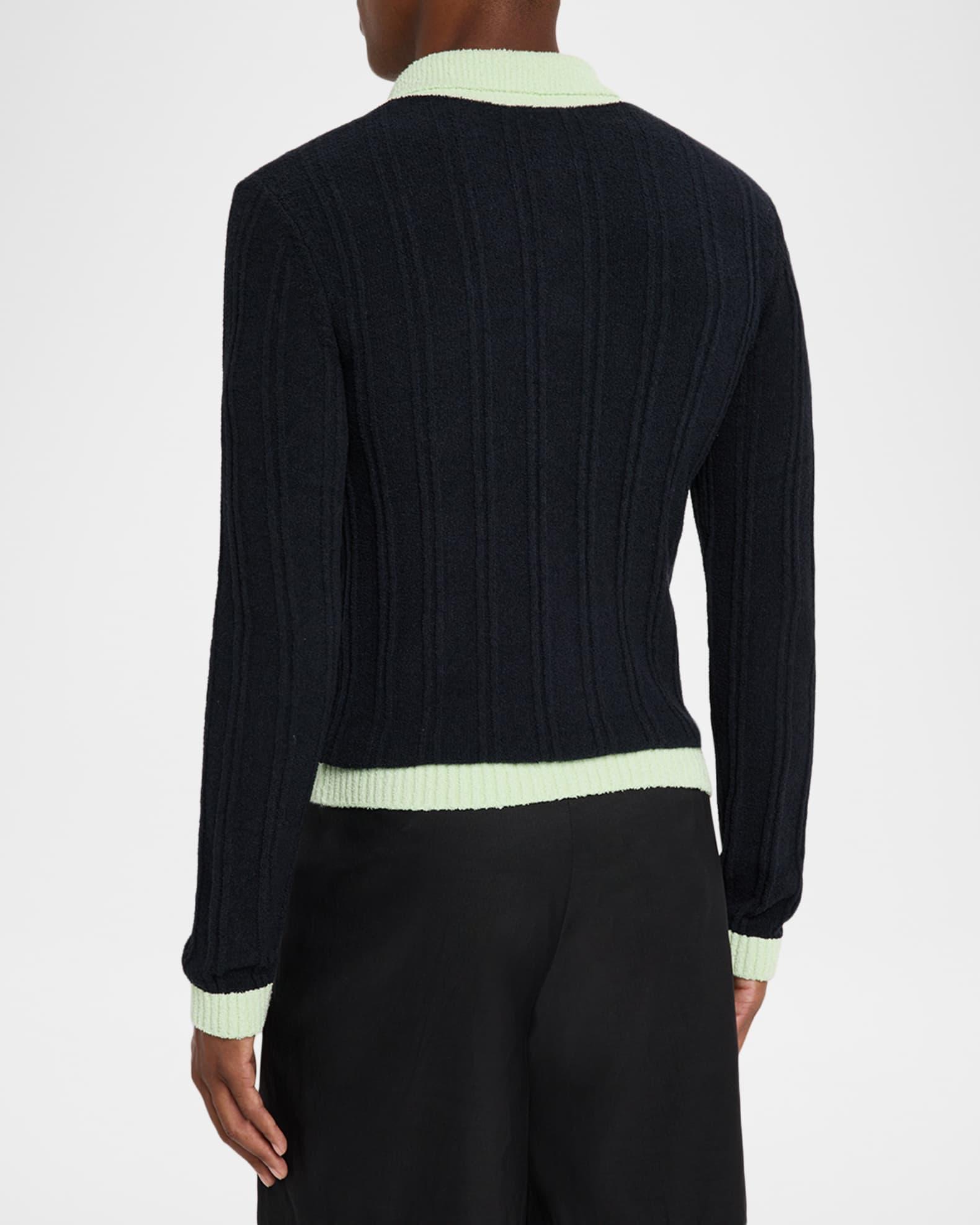 Men's Boucle Knit Long-Sleeve Polo Shirt Product Image