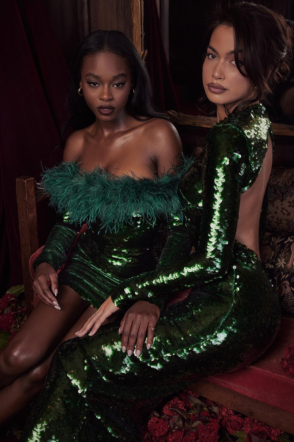 Belle  pine green sequin maxi dress Product Image