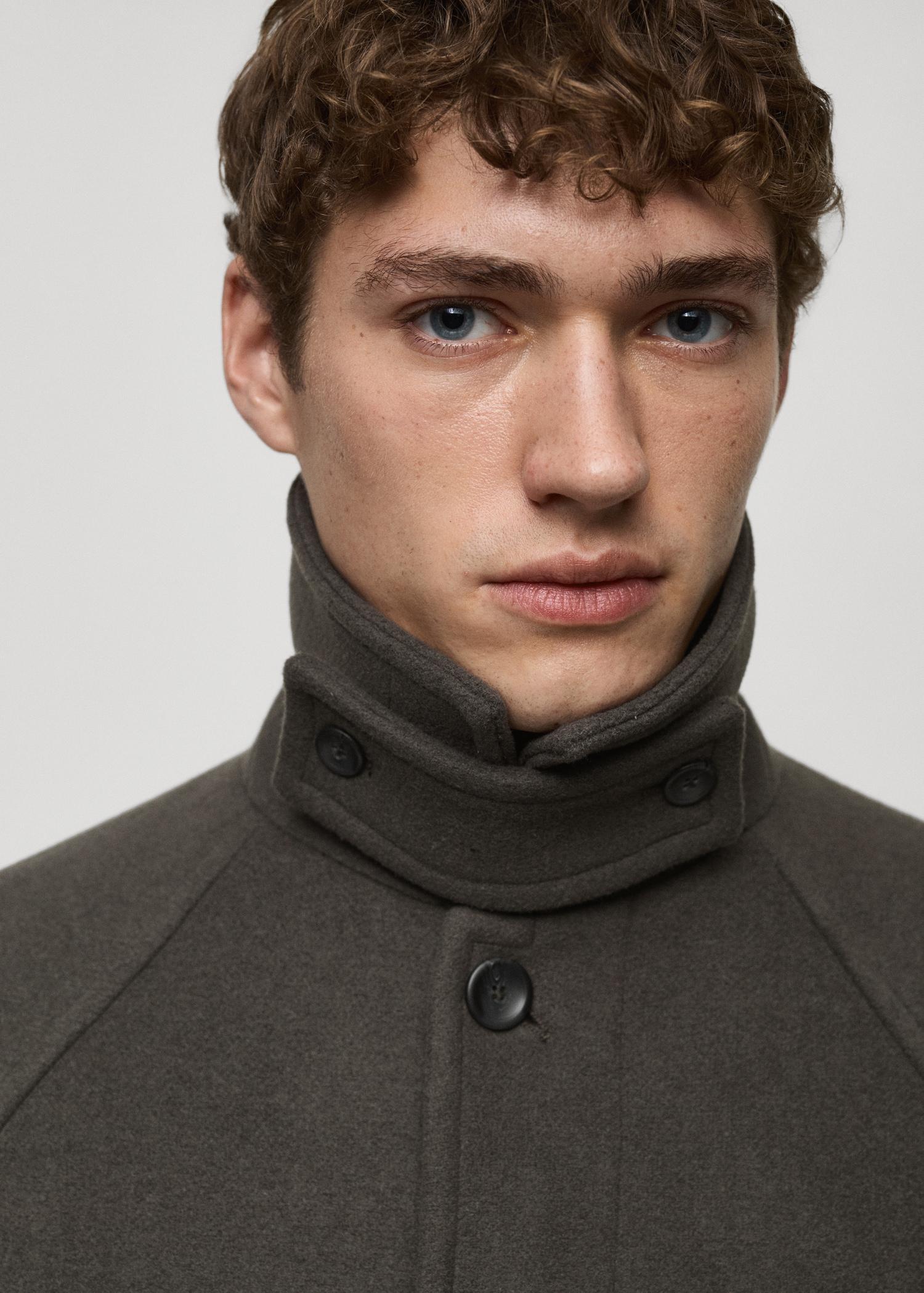 Long recycled wool coat - Men | MANGO USA Product Image