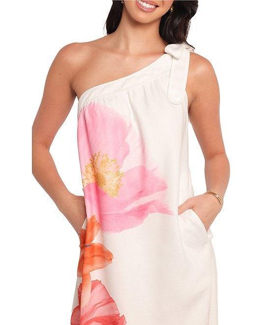 Petal & Pup Charlize Floral Motif One Shoulder Chamise Maxi Dress Product Image