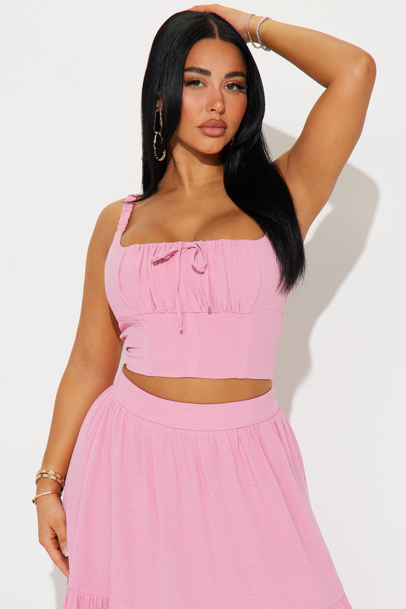 Country Belle Maxi Skirt Set - Pink Product Image